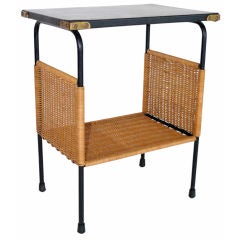 Jacques Adnet Wicker End Table