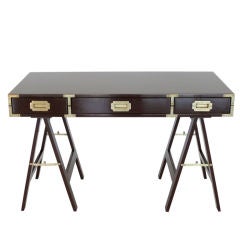 Vintage Maroon Lacquered Campaign Desk