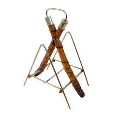 Austrian Brass and Bamboo Magazine Rack
