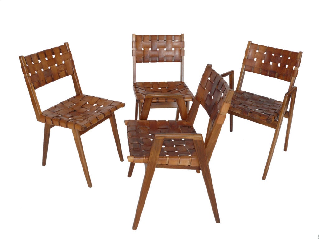 Woven Leather and Wood Chairs 5