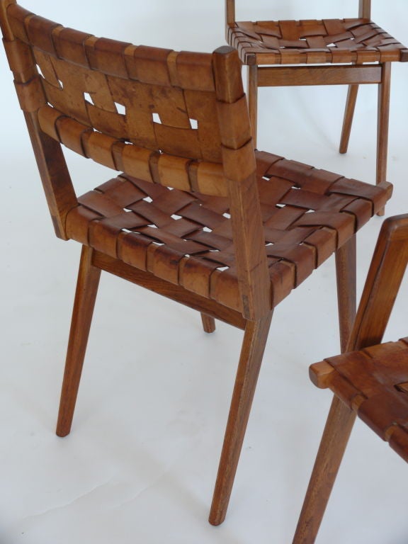 Woven Leather and Wood Chairs 1