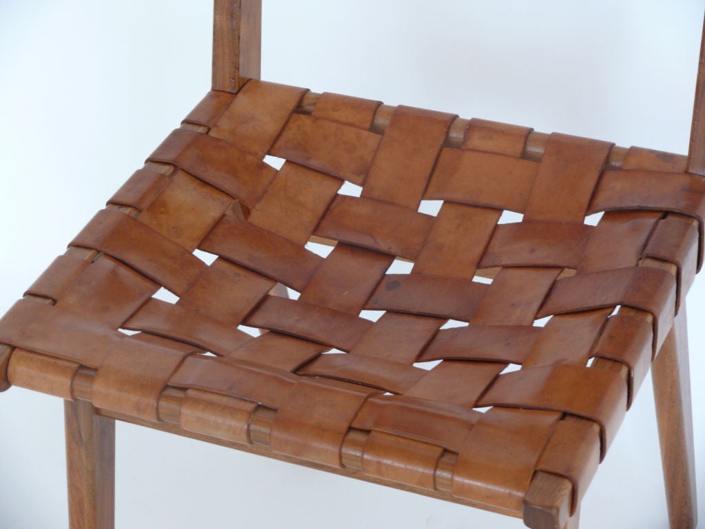 Woven Leather and Wood Chairs 3