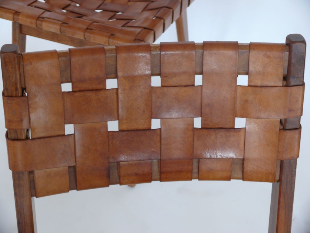 Woven Leather and Wood Chairs 4