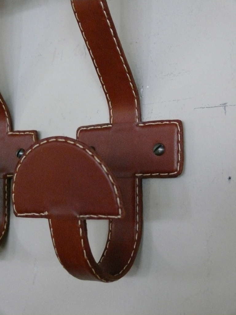 Iron Leather Hook in the style of Adnet