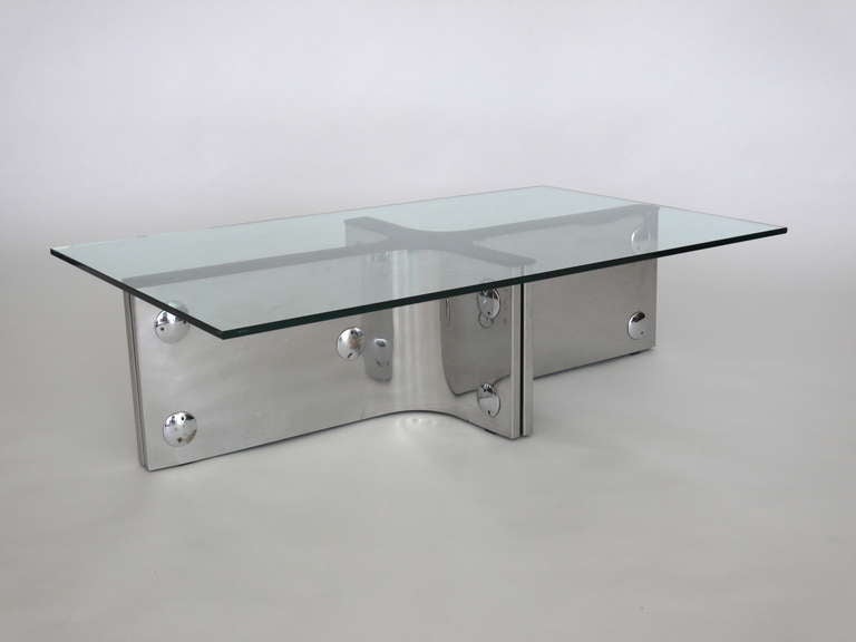 Stainless Steel and Wood Coffee Table 4