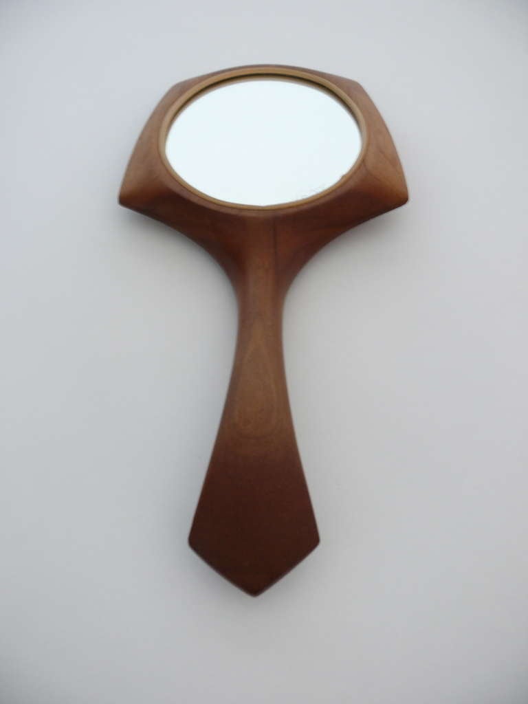 Beautiful hand carved mirror by Eric Sprenger. Light brown cherrywood with signed glass. Perfect gift!