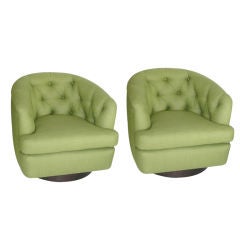Milo Baughman Style Swivel Chairs