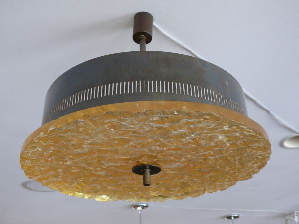 French Brass and Resin Ceiling Light