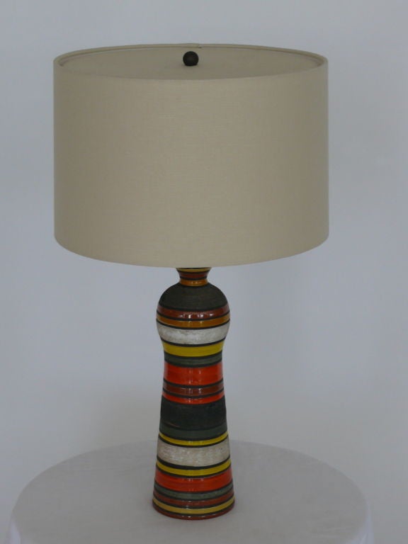 Striped Ceramic Table Lamp by Raymor