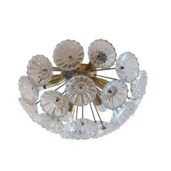 Brass and Glass Flower Flush Mount