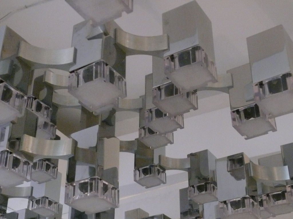 Giant 57 Light Cube Chandelier by Gaetano Sciolari In Excellent Condition In Beverly Hills, CA