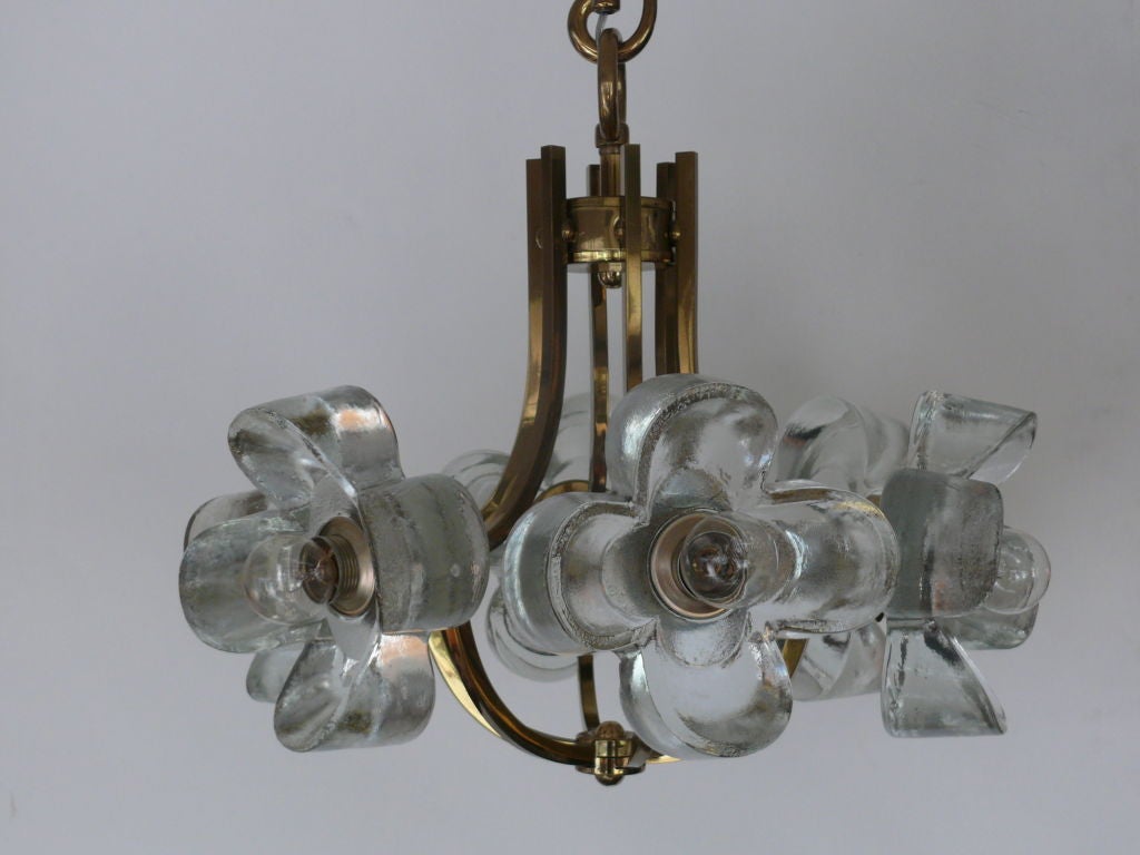 Brass and Glass Flower Ceiling Light
