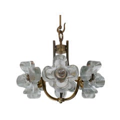 Brass and Glass Flower Ceiling Light