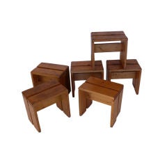 Charlotte Perriand Oak Stools