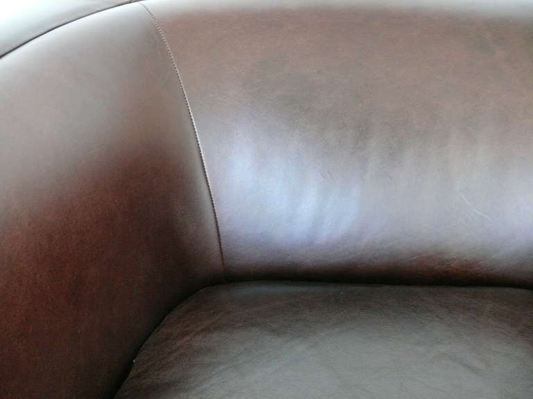 Pair of Leather Cube Swivel Chairs 4