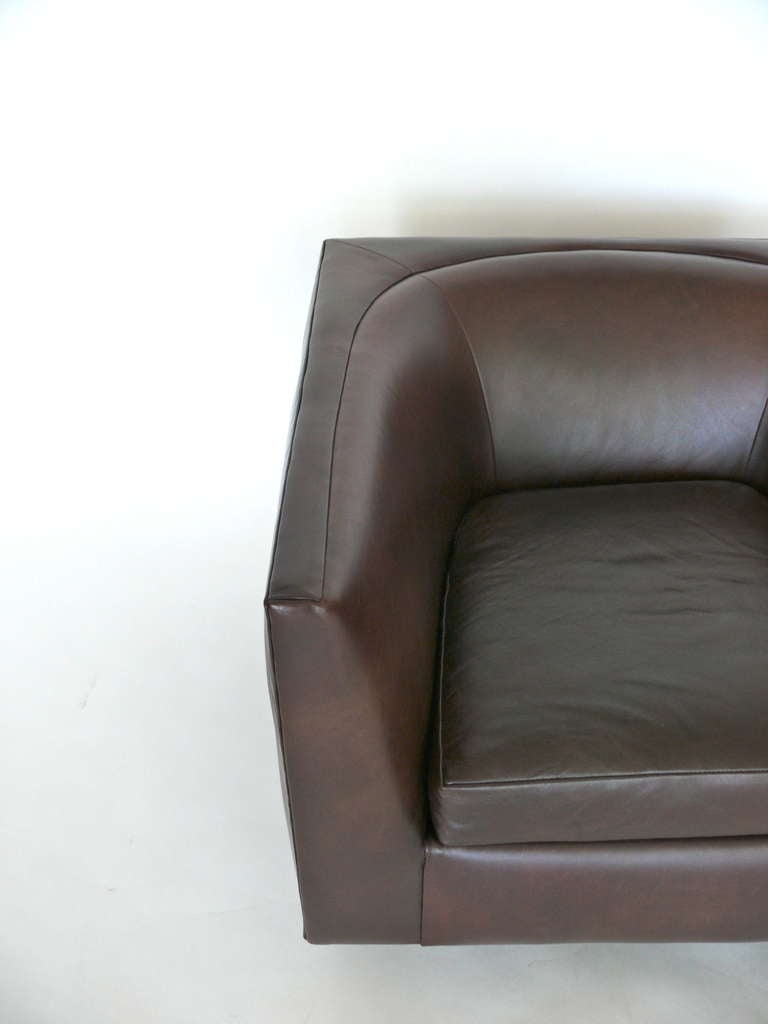 Pair of Leather Cube Swivel Chairs 3
