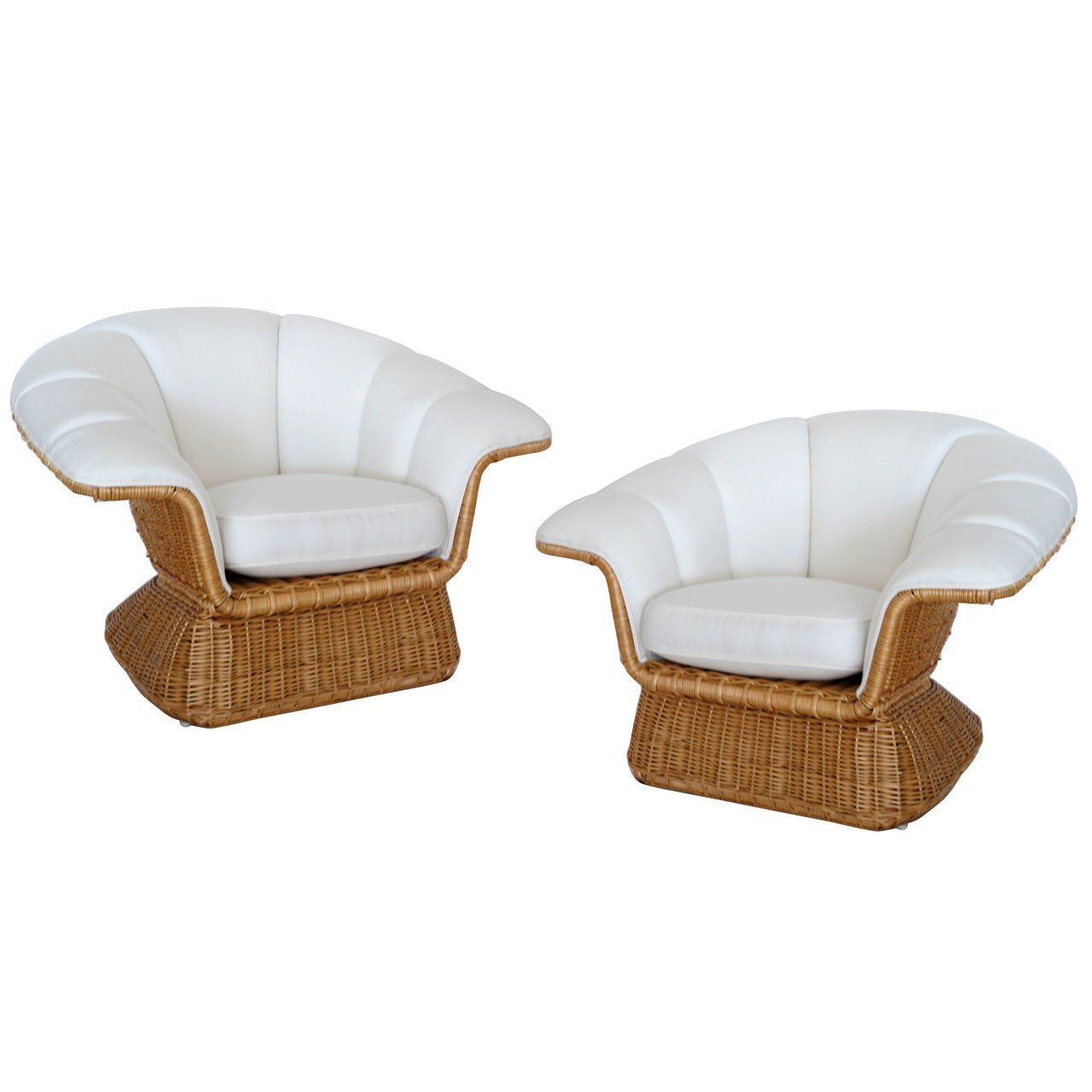 Wicker "Fan" Chairs by McGuire at 1stDibs