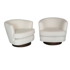 Pair of Wool Boucle Swivel Chairs