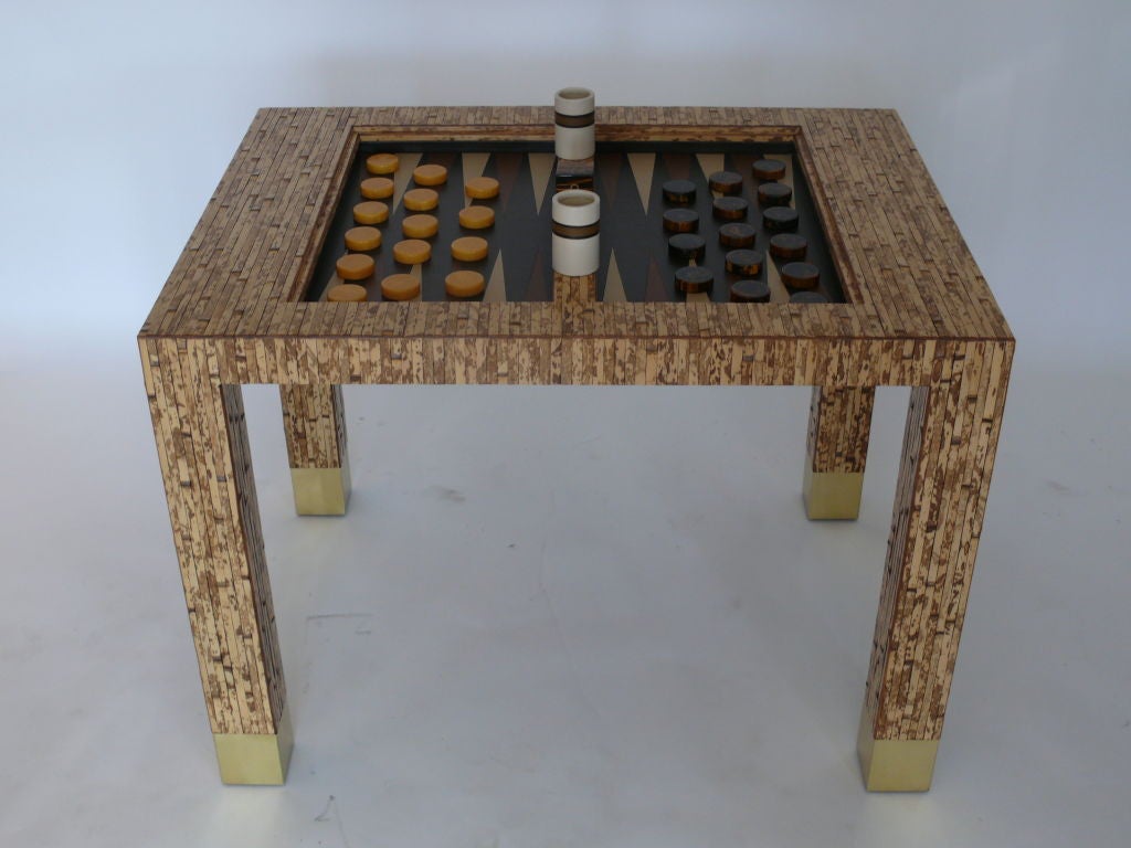 Bamboo Backgammon Table in the style of Karl Springer 6
