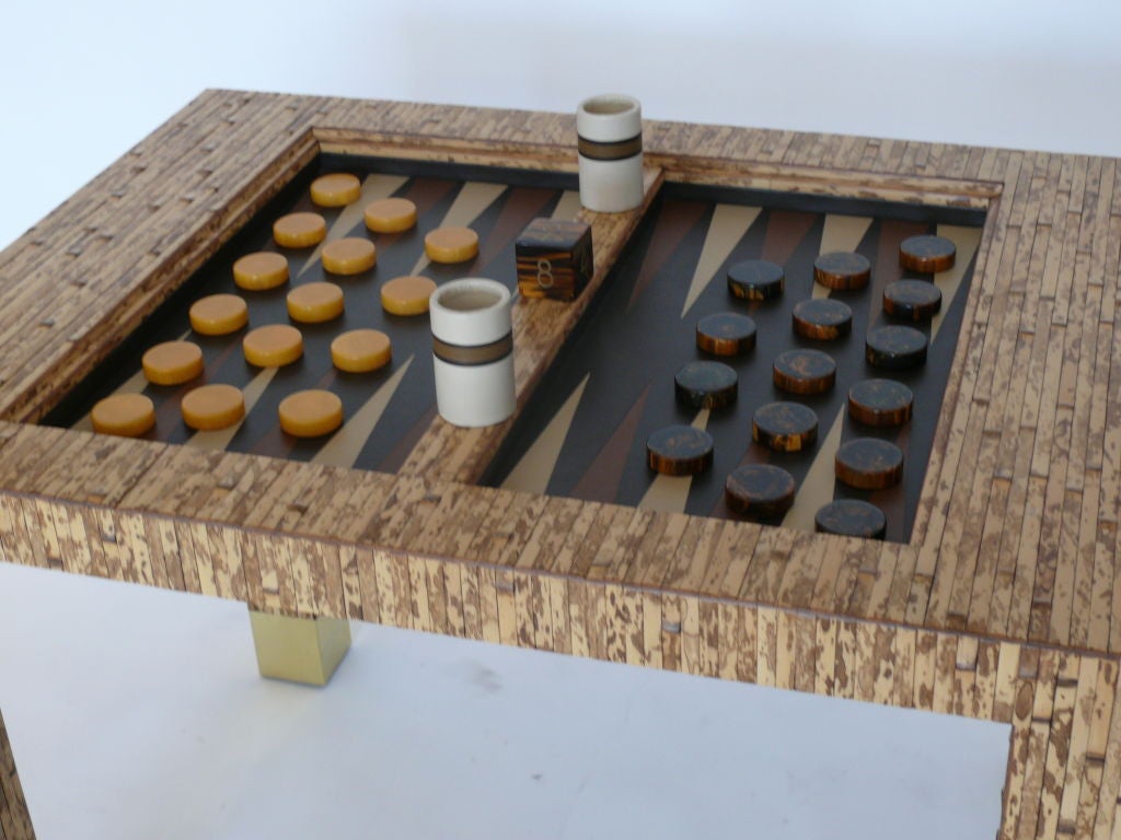 20th Century Bamboo Backgammon Table in the style of Karl Springer