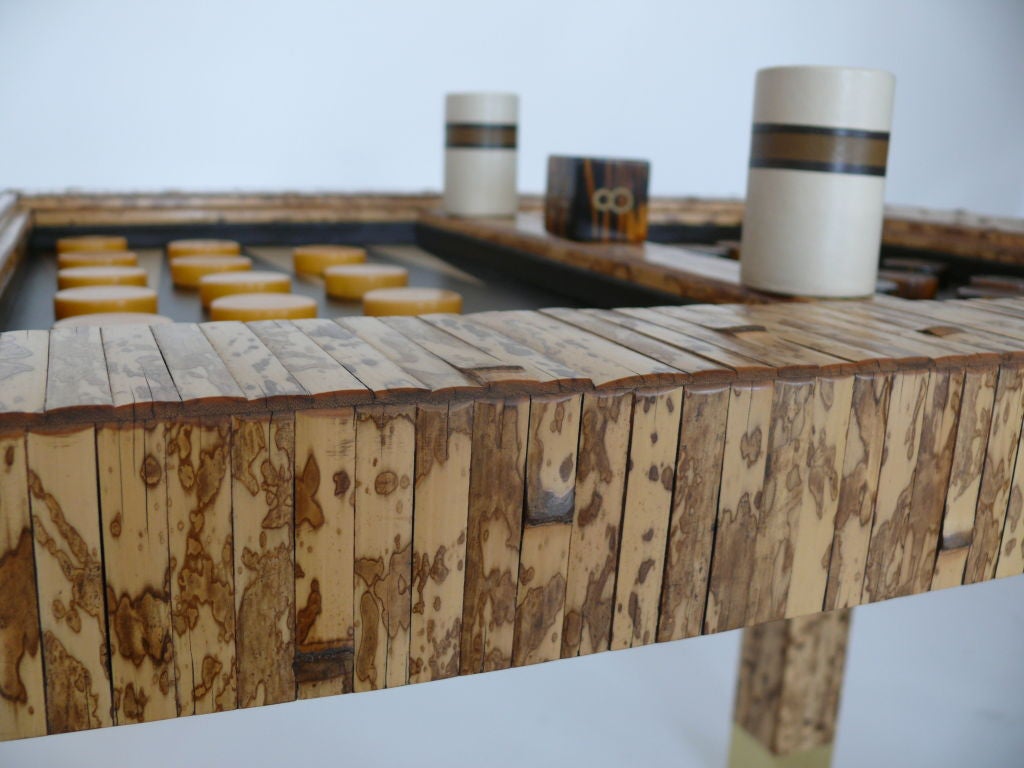 Bamboo Backgammon Table in the style of Karl Springer 2