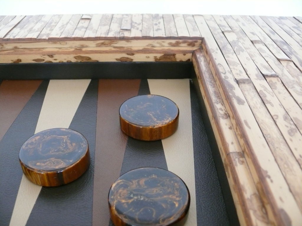 Bamboo Backgammon Table in the style of Karl Springer 3