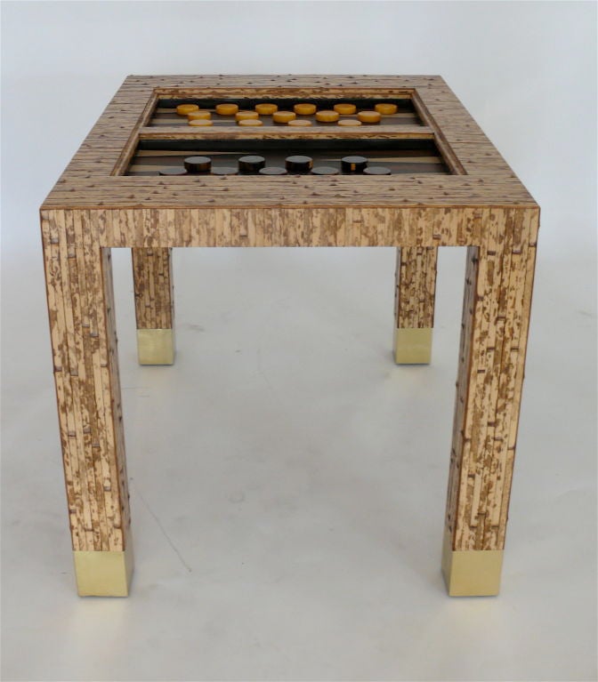 Bamboo Backgammon Table in the style of Karl Springer 5