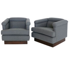 Grey Wool Swivel Chairs