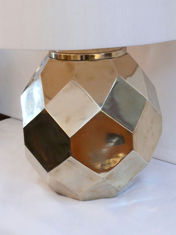 Hexagon Ceramic Brass Lamps by Chapman 4