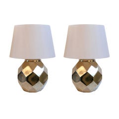 Hexagon Ceramic Brass Lamps by Chapman