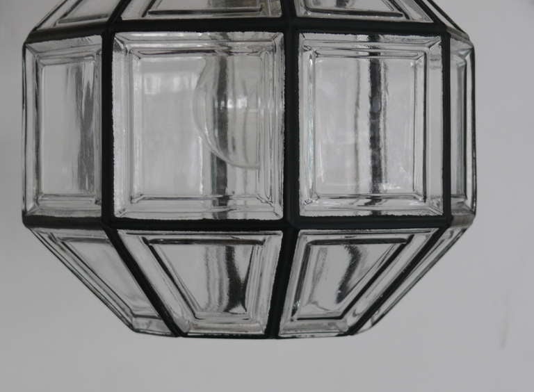 Austrian Iron and Glass Lantern Pendant For Sale