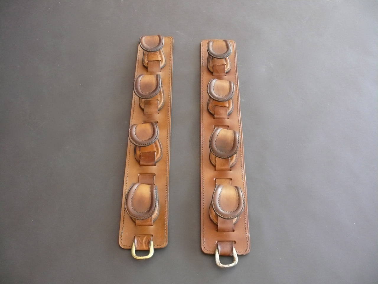 20th Century Pair of Jacques Adnet Leather Wine Holders/Hooks
