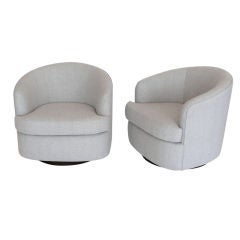 Pair of Linen Swivel Chairs