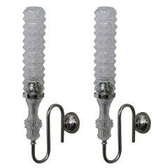 Italian Crystal Torchiere Sconces