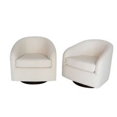 Pair of Wool Boucle Swivel Chairs