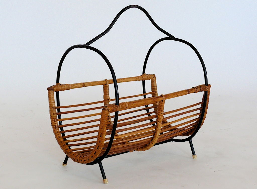 French Bamboo Magazine Rack