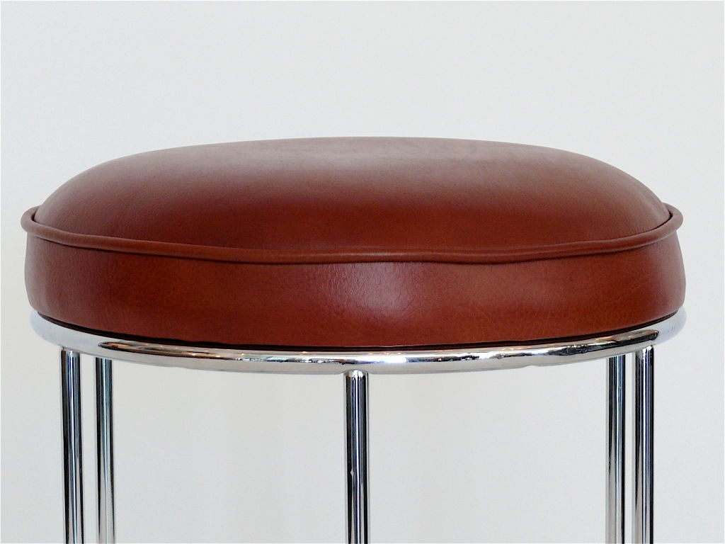 American Chrome & Leather Circular Barstools