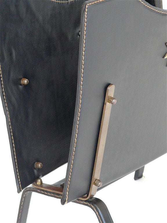 Brass Jacques Adnet Magazine Rack