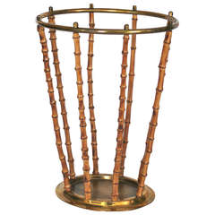 Brass and Bamboo Umbrella Stand