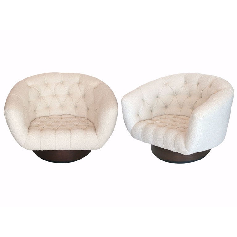 Large Milo Baughman Style Swivel Chairs