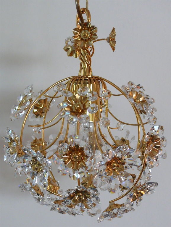Italian Floral Crystal Globe Pendant