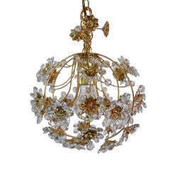 Italian Floral Crystal Globe Pendant