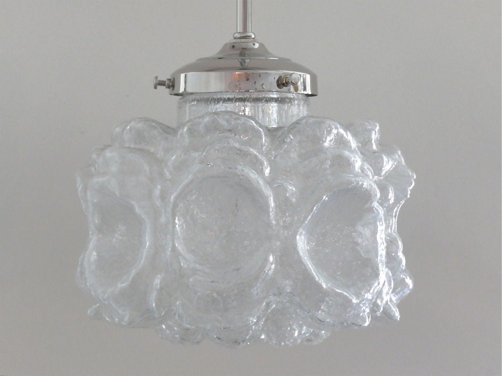 Incredible Austrian textured glass pendant, the bubbled glass resembling large oyster shells. Fantastic character.