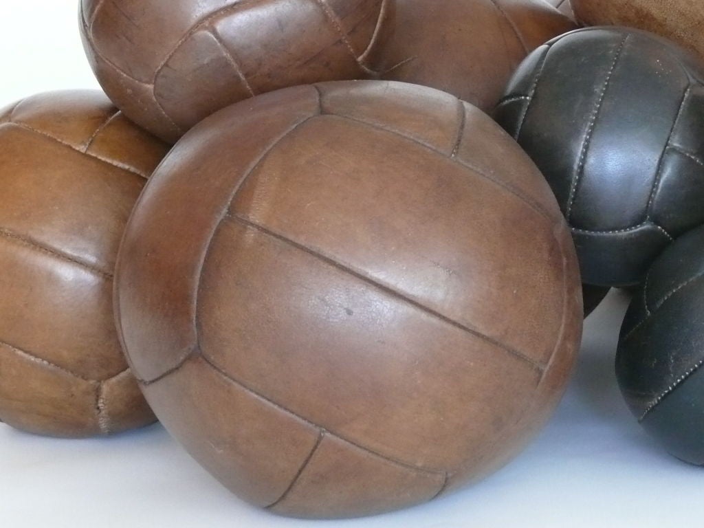 French Collection of Leather Medicine Balls