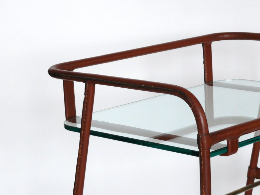 20th Century Jacques Adnet Leather End Table