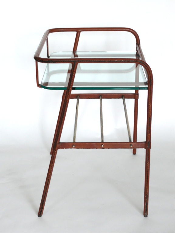 Jacques Adnet Leather End Table 3