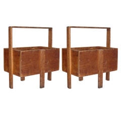 Vintage Pair of French Oak Apple Crates
