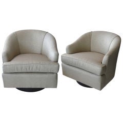 Pair of Silk Swivel Chairs