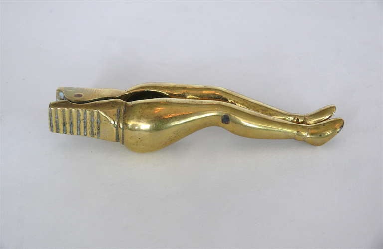 Whimsical pair of ladies legs nutcracker. Beautiful condition with original shiny brass and some patina. Fun gift or addition to collection of smalls.