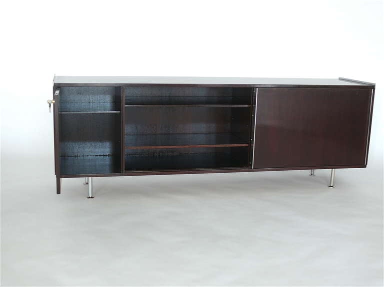 Italian Mahogany and Steel Credenza In Excellent Condition In Beverly Hills, CA